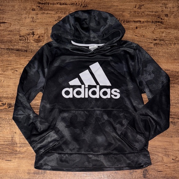 Adidas Black and Gray Camouflage Hoodie - Picture 1 of 3